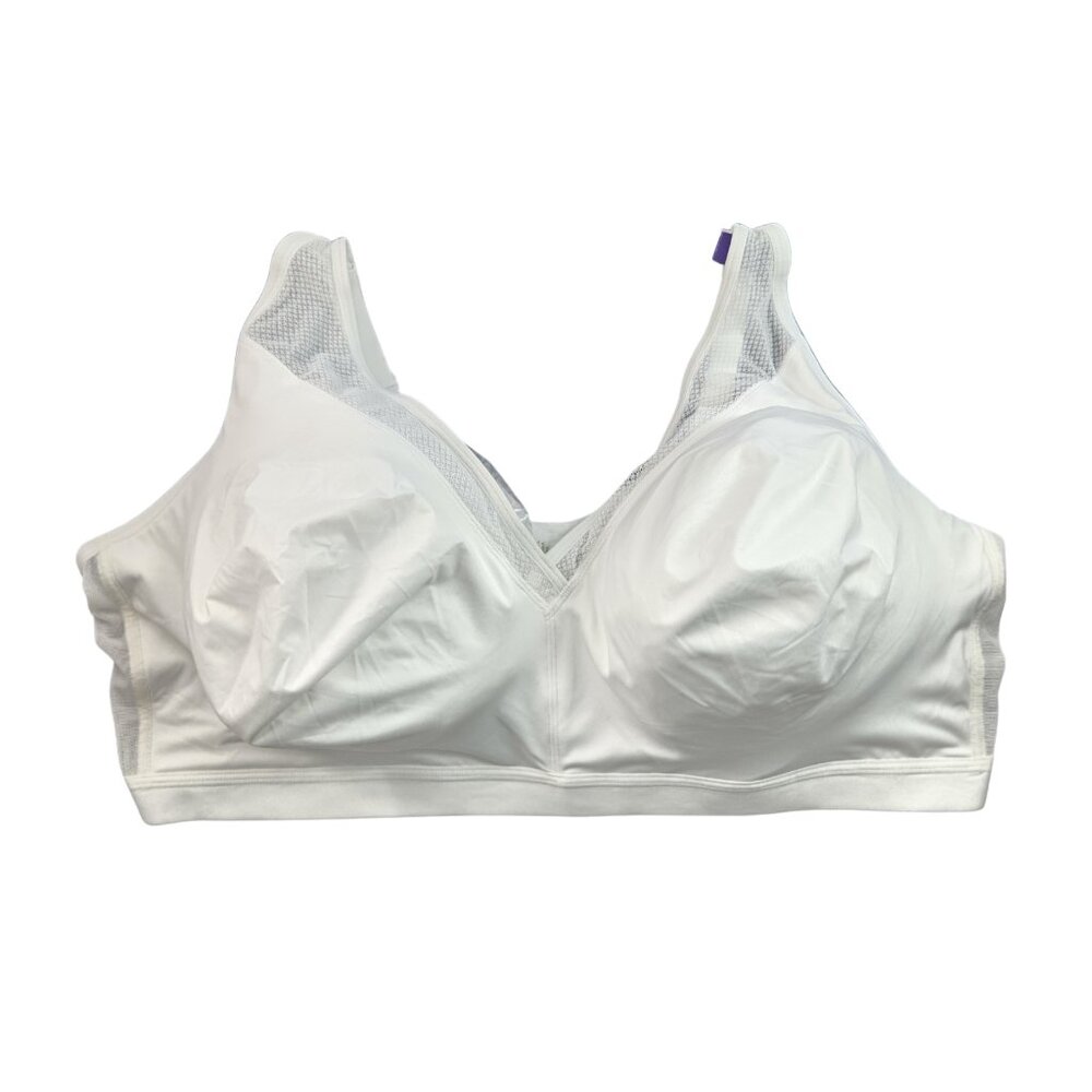 Catherines Womens Bra 50DDD Full Coverage Support Nylon Mesh White Classic
